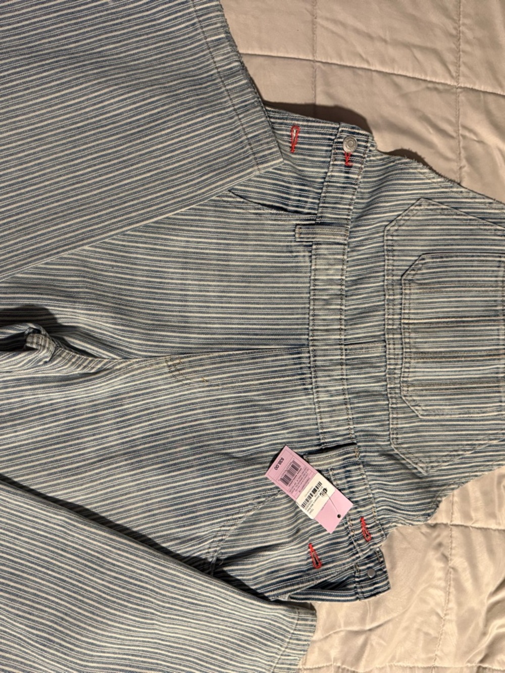 Target Girls' Blue and White Striped Jean Overalls